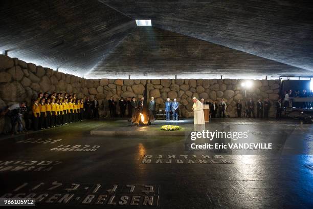 Le pape François a visité le memorial de Yad Vashem érigé en souvenir de l'extermination de six millions de juifs dans les camps nazis, le 27 mai...