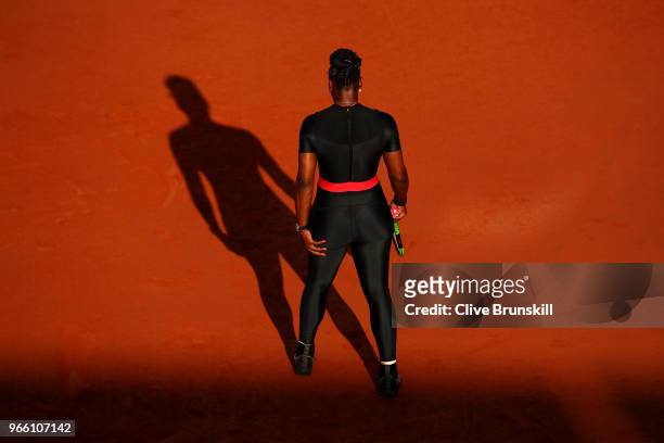 Serena Williams of The United States comperes during the ladies singles third round match against Julia Georges of Germany during day seven of the...