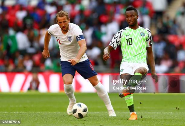 John Obi Mikel of Nigeria and Harry Kane of England in action during the International Friendly match between England and Nigeria at Wembley Stadium...