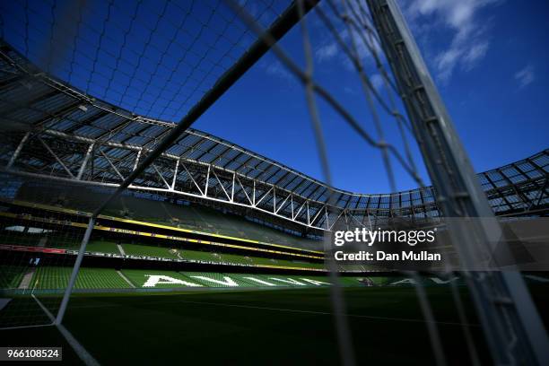 General view inside the stadium prior to the International Friendly match between the Republic of Ireland and The United States at Aviva Stadium on...