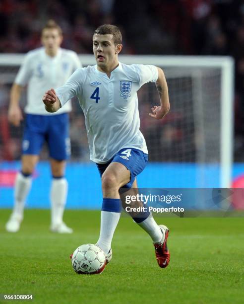 Jack Wilshere of England during the international friendly match between Denmark and England at Parken Stadium on February 9, 2011 in Copenhagen,...
