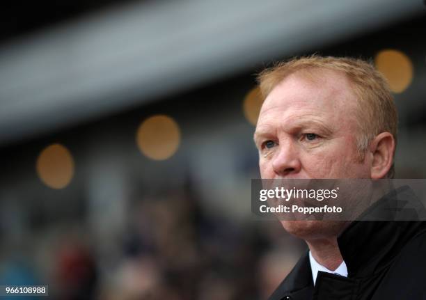 Birmingham City manager Alex McLeish looks on during the Barclays Premier League match between West Ham United and Birmingham City at Upton Park on...