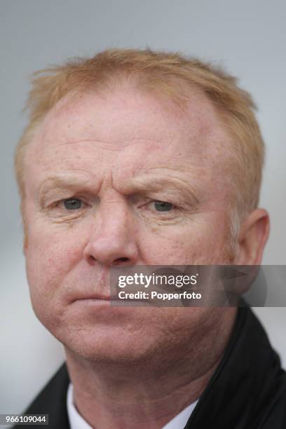 Birmingham City manager Alex McLeish looks on during the Barclays Premier League match between West Ham United and Birmingham City at Upton Park on...