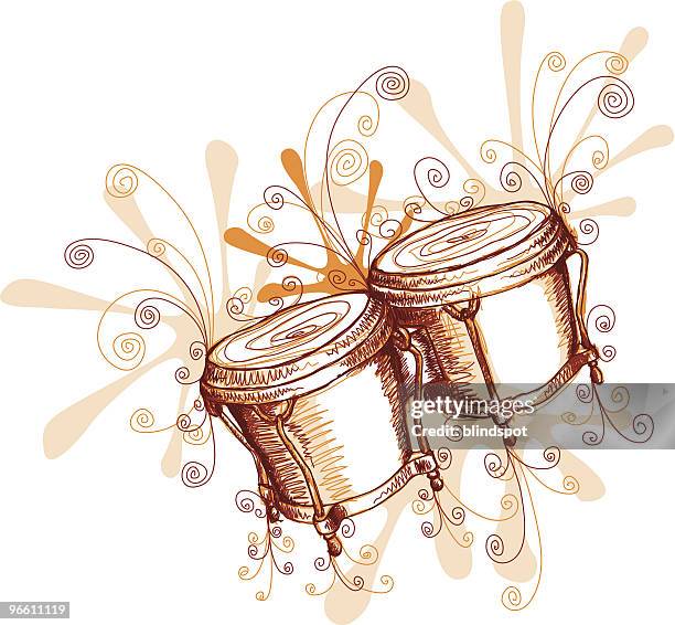 jamming bongos - african drum stock illustrations