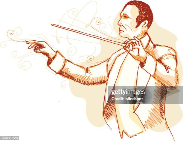 orchestra conductor - classical theatre stock illustrations