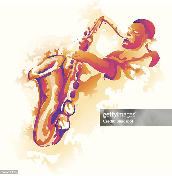 ilustraciones, imágenes clip art, dibujos animados e iconos de stock de jugar solo - saxaphone