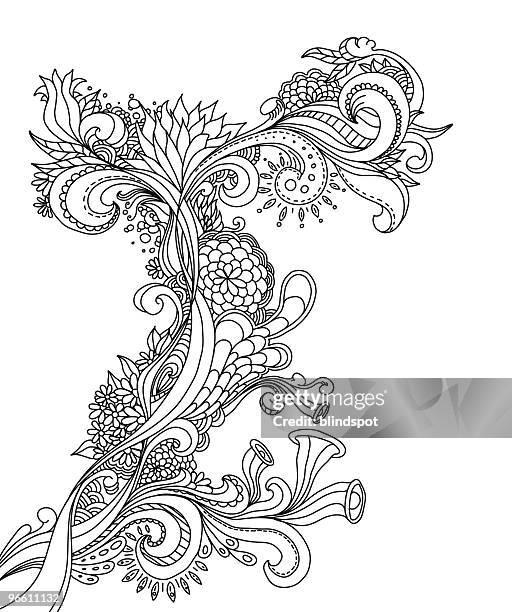 ilustrações de stock, clip art, desenhos animados e ícones de sarrabisco design - tatuagem de henna