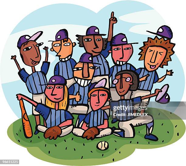 baseball team zu team bild auf baseball-feld - baseball diamond stock-grafiken, -clipart, -cartoons und -symbole