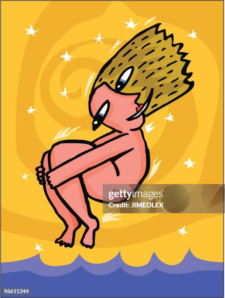 swimming nude - skinny dipping stock illustrations