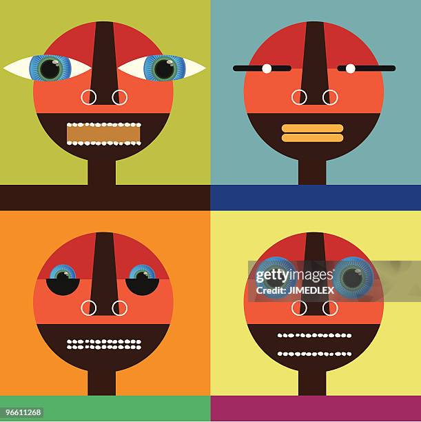 four faces - squinting stock illustrations