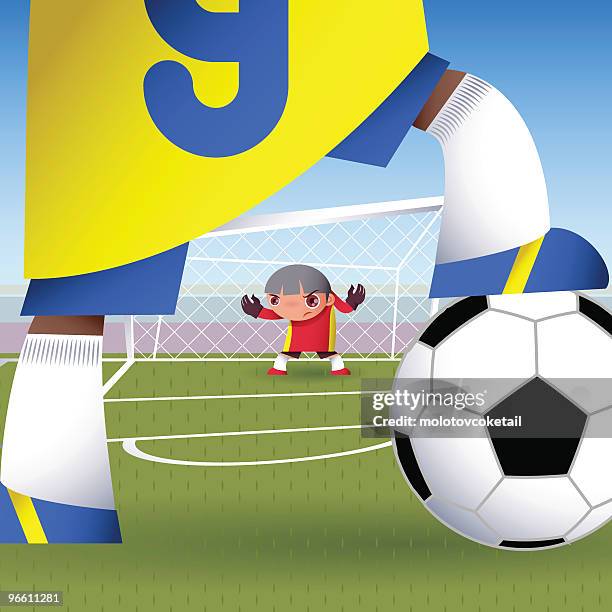 goalie (football/soccer) - two trains stock illustrations