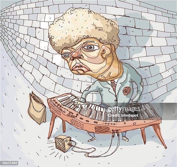 subway musician - electric piano stock illustrations