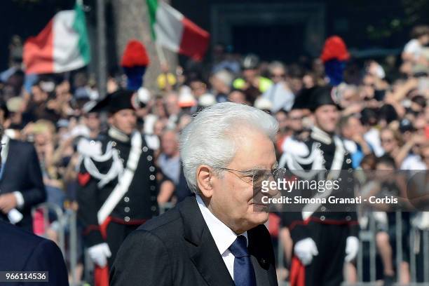 Italian President Sergio Mattarella during the ceremony for the anniversary of the Italian Republic ,on June 2, 2018 in Rome Italy.