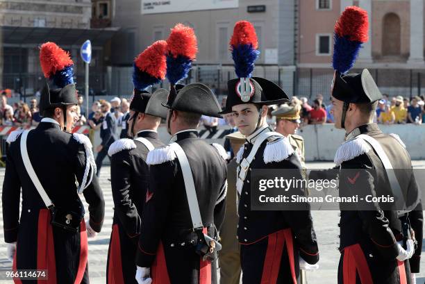 Carabinieri during the ceremony for the anniversary of the Italian Republic ,on June 2, 2018 in Rome Italy.