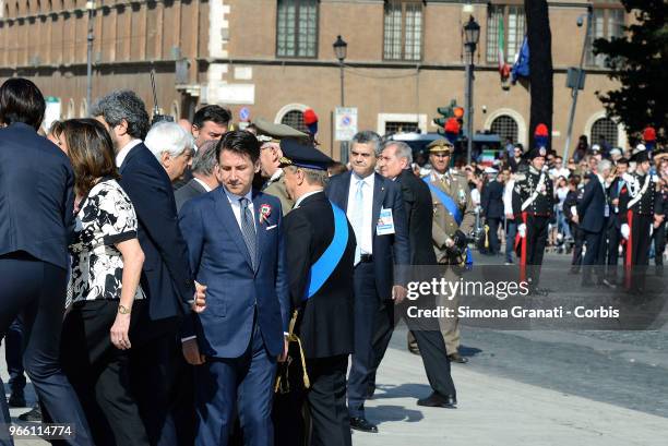 Italian Premier Giuseppe Conte attends the ceremony for the anniversary of the Italian Republic ,on June 2, 2018 in Rome Italy.