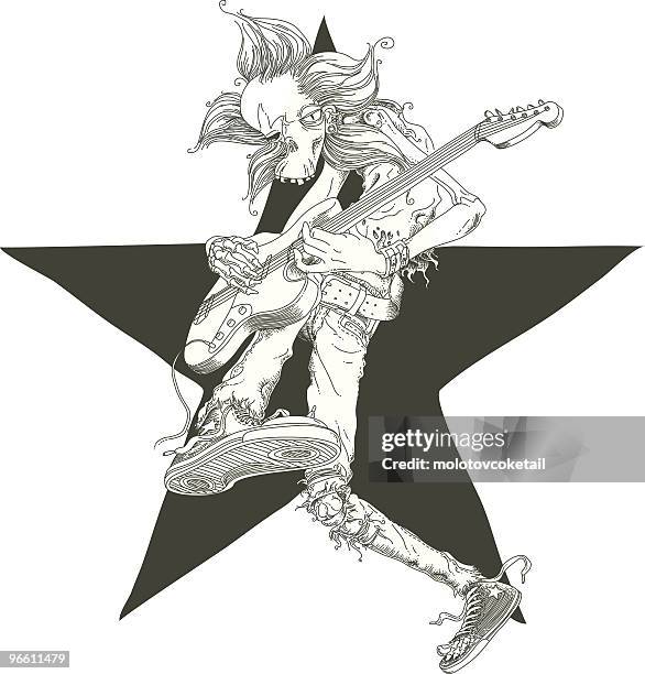 zombie rocks! - guitarist stock illustrations