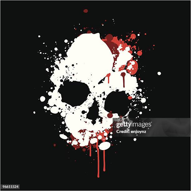 splatter skull - skull stock illustrations