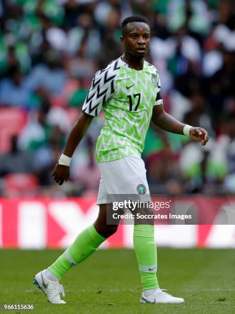 Ogenyi Onazi of Nigeria during the International Friendly match between England v Nigeria at the Wembley Stadium on June 2, 2018 in London United...