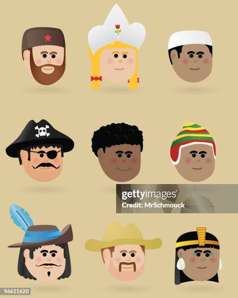 faces of the world - cleopatra stock illustrations