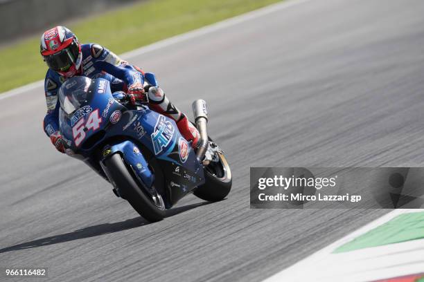 Mattia Pasini of Italy and Italtrans Racing heads down a straight during the qualifying practice during the MotoGp of Italy - Qualifying at Mugello...