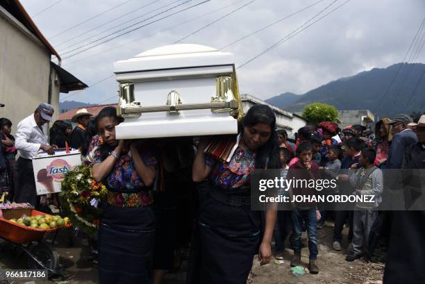 Indigenous women carry the coffin of Claudia Gomez, a 19-year-old Guatemalan woman who was allegedly shot and killed by a U.S. Border patrol agent,...