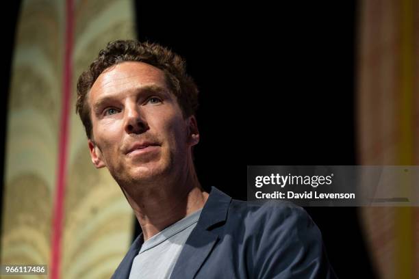 Benedict Cumberbatch, actor, at the Hay Festival on June 2, 2018 in Hay-on-Wye, Wales.