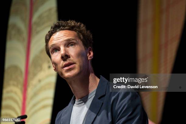 Benedict Cumberbatch, actor, at the Hay Festival on June 2, 2018 in Hay-on-Wye, Wales.