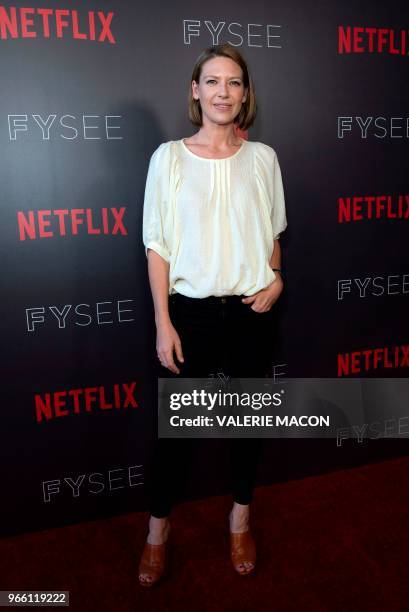 Australian actress Anna Torv poses as she attends the Netflix Mindhunter "For your Consideration" event in Los Angeles, California, on June 1, 2018.