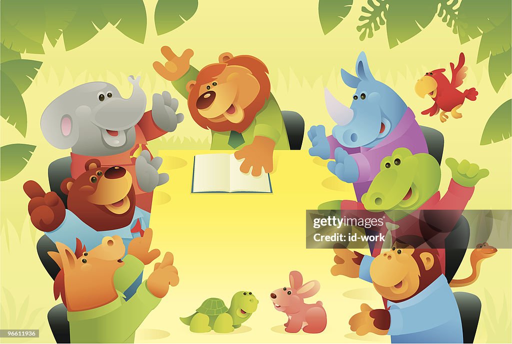 Wild Animals In Jungle Board Meeting High-Res Vector Graphic - Getty Images