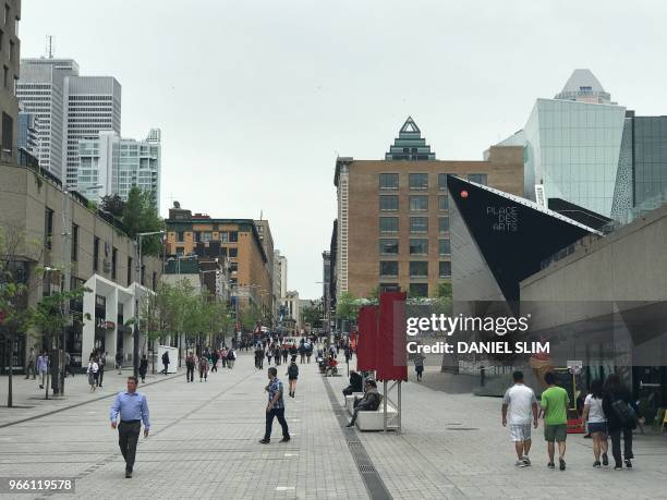 View of Place des Arts Montreal, Quebec, Canada, on May 28, 2018.