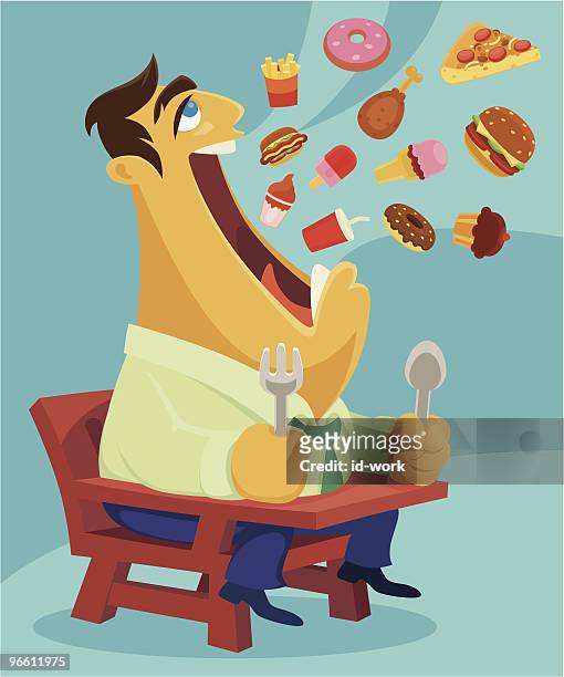eating - fat people eating donuts stock illustrations