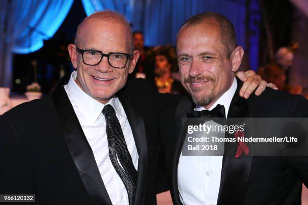 Bill Roedy and Gery Keszler attend the LIFE+ Solidarity Gala prior to the Life Ball at City Hall on June 2, 2018 in Vienna, Austria. The Life Ball,...