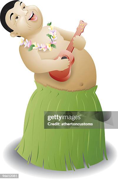 hawaiianischen ukulele-spieler - hawaiianischer abstammung stock-grafiken, -clipart, -cartoons und -symbole