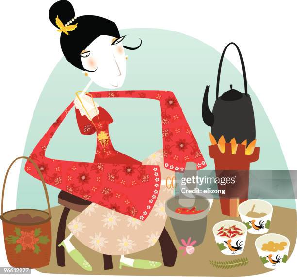 nonya kitchen - nonya stock illustrations