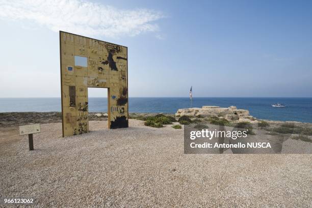 The monument erected in memory of the would-be immigrants who have died at sea while trying to reach Europe. The monument, by Italian artist Mimmo...