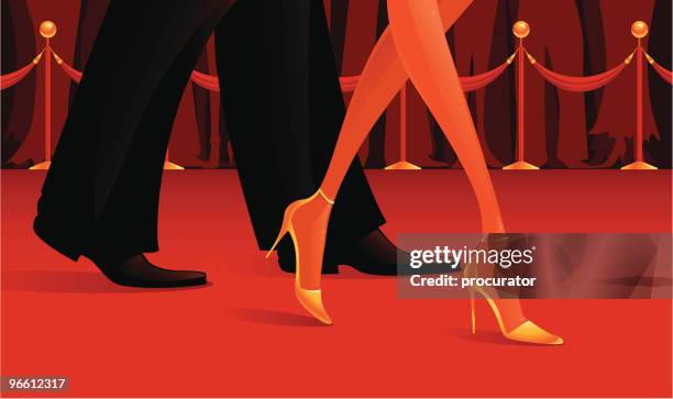 stockillustraties, clipart, cartoons en iconen met red carpet - fame