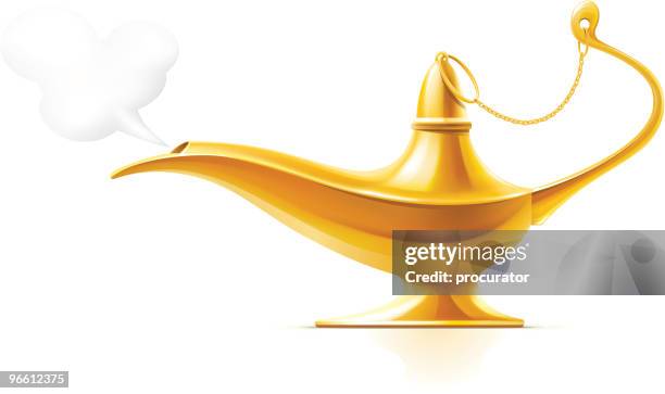 stockillustraties, clipart, cartoons en iconen met aladdin's magic lamp - djinn