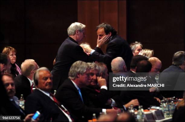 Michel Platini new president of UEFA with his fathers Aldo and Anna Platini.