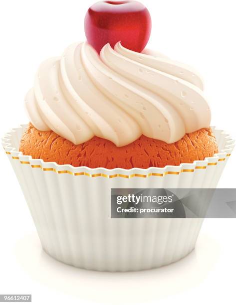 stockillustraties, clipart, cartoons en iconen met cupcake - bovenop