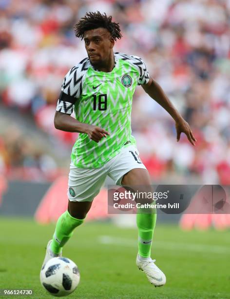 Alex Iwobi of Nigeria during the International Friendly match between England and Nigeria at Wembley Stadium on June 2, 2018 in London, England.