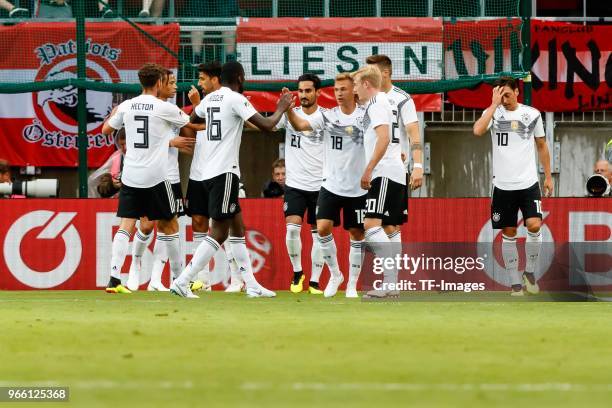 Jubel, Torjubel um Mesut Oezil of Geramny nach dem treffer zum 0:1 during the international friendly match between Austria and Germany at Woerthersee...