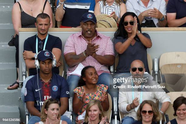 Former Boxer Mike Tyson,his wife Kiki Tyson his daughter Milan and his son Morocco are seen supporting Serena Williams during the 2018 French Open -...