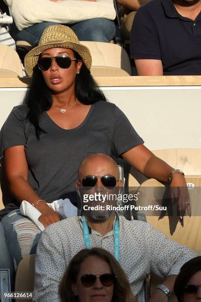 Mike Tyson's wife Kiki Tyson is seen supporting Serena Williams during the 2018 French Open - Day Seven at Roland Garros on June 2, 2018 in Paris,...