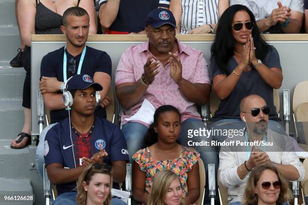 Former Boxer Mike Tyson,his wife Kiki Tyson his daughter Milan and his son Morocco are seen supporting Serena Williams during the 2018 French Open -...