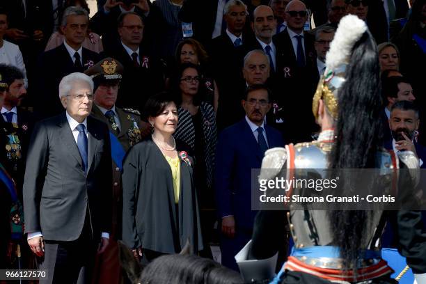 Italian President Sergio Mattarella and Italy's Defence Minister Elisabetta Trenta attend the ceremony tof the anniversary of the Italian Republic on...