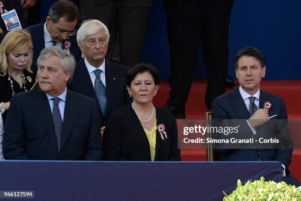 Antonio Tajani, Elisabetta Trenta, Giuseppe Conte participate in the Military Parade for the celebrations of the Feast of the Republic,, on June 2,...