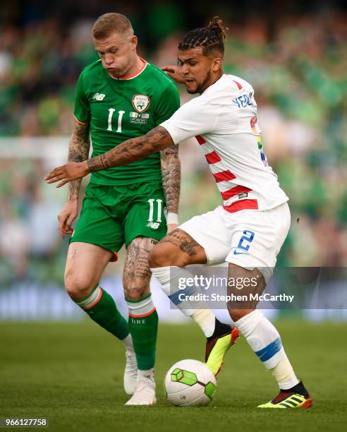 Dublin , Ireland - 2 June 2018; James McClean of Republic of Ireland in action against DeAndre Yedlin of United States during the International...