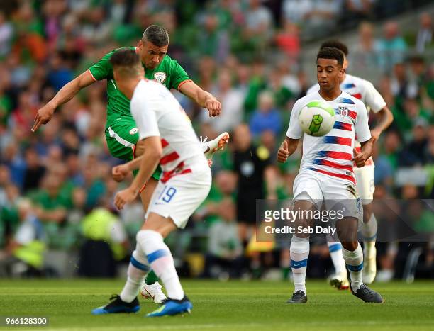 Dublin , Ireland - 2 June 2018; Jonathan Walters of Republic of Ireland shoots during the International Friendly match between Republic of Ireland...