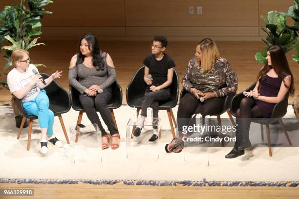 Meredith Talusan, Jennciet Guttierez, Tyler Ford, Ashlee Marie Preston and Danica Roem speak onstage during Teen Vogue Summit 2018: #TurnUp - Day 2...