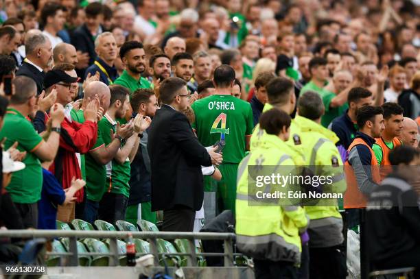 Dublin , Ireland - 2 June 2018; John O'Shea of Republic of Ireland after being substituted during the International Friendly match between Republic...